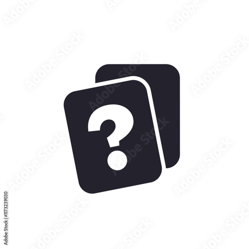 random question icon with cards, pictogram on white
