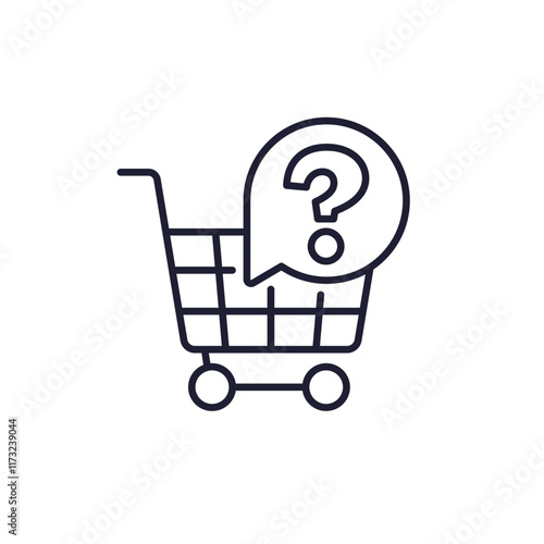 shopping cart line icon with question mark