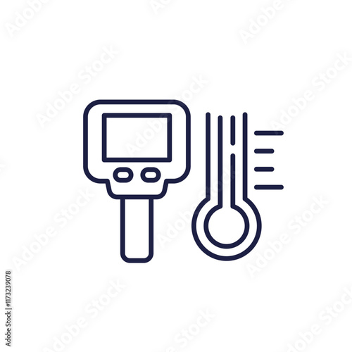 thermal imager icon on white, infrared camera line vector