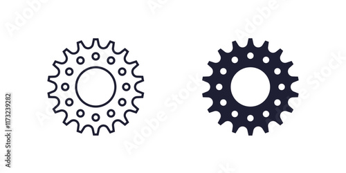 Bicycle gear or sprocket icon in two styles