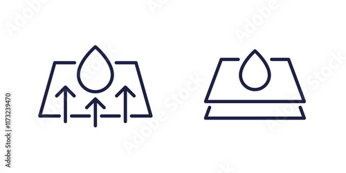 drying, moisture line icons on white
