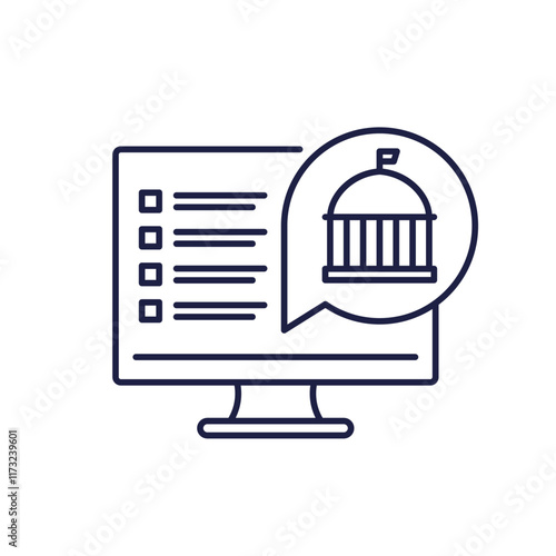 Electronic government icon in line design
