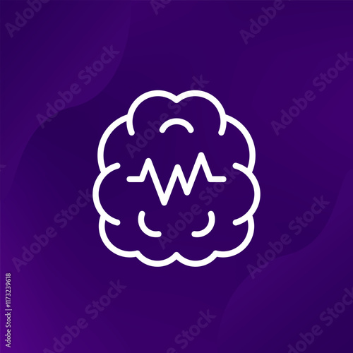 epilepsy icon with brain, minimalistic line design