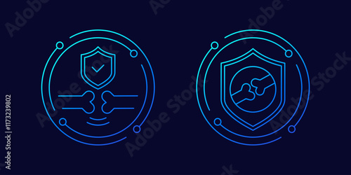 joint protection icons, linear vector design