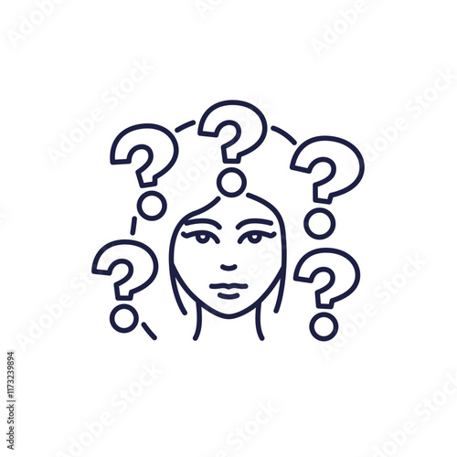 questions and woman line icon
