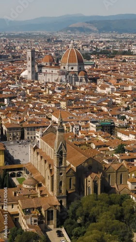 Cityscape of Florence. Vertical aerial video