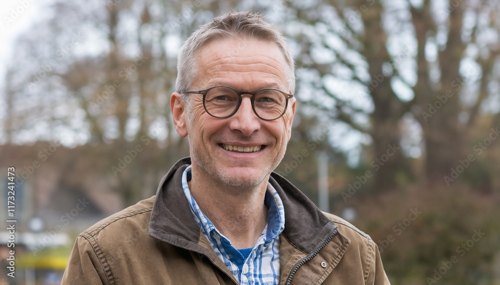 Friendly middle-aged professional man smiling warmly against blurred nature background
Friendly middle-aged professional man smiling warmly against blurred nature background