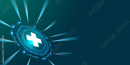 Vector medical research background abstract green and glowing molecule
