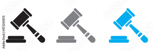 Gavel icon vector isolated on white background. Hammer icon vector. Judge Gavel Auction Icon Vector. Bid