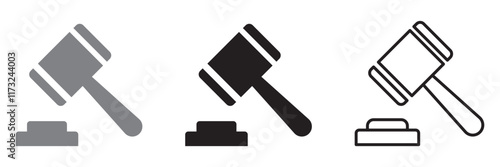 Judge hammer vector icon. Gavel sign. Lawyer symbol. Mallet illustration. Auction bid icon isolated.