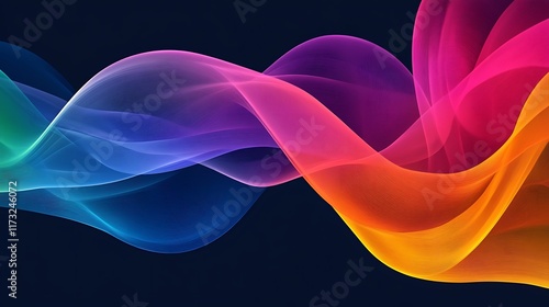 Abstract Colorful Waves Flowing Dynamically Across Dark Background
