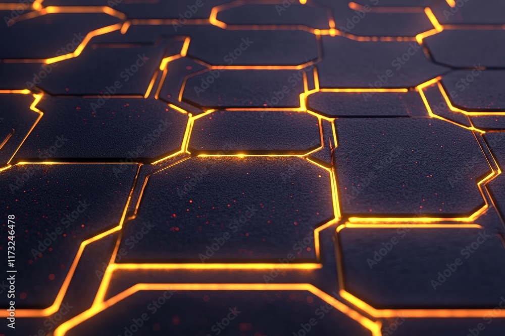 Obraz premium Futuristic Abstract Background with Glowing Lines and Hexagonal Grid Pattern