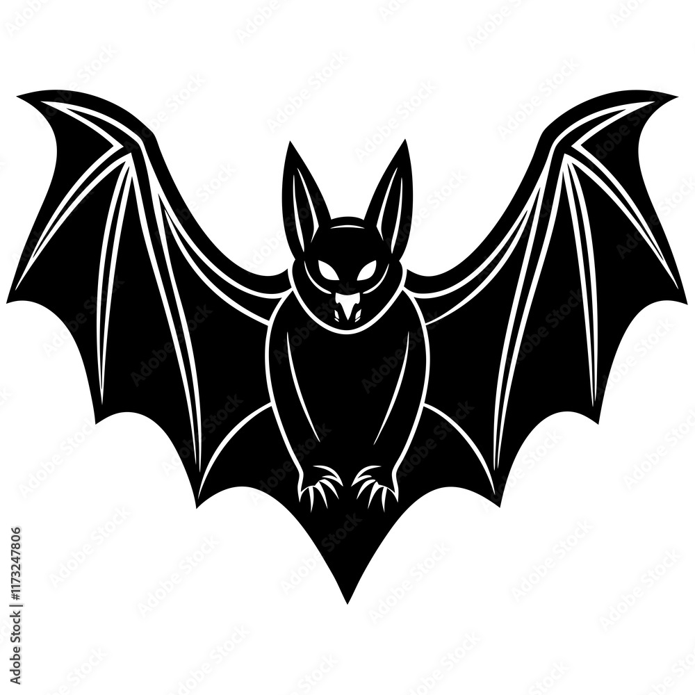 Fototapeta premium Cute Silhouette of a Bat line art vector cartoon illustration