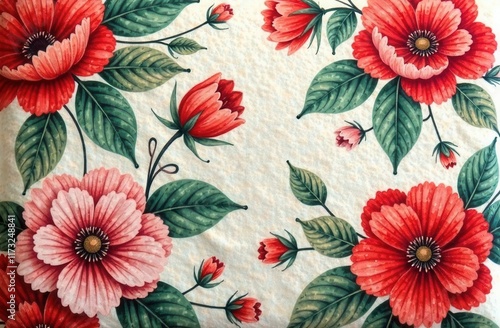 Wallpaper Mural floral fabric background with vibrant patterns Torontodigital.ca