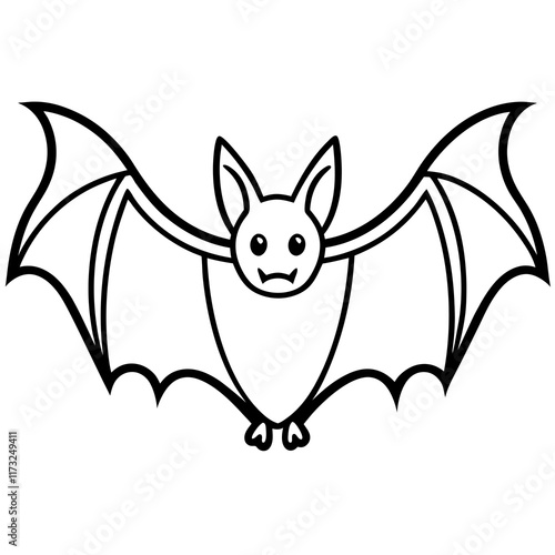 Cute Silhouette of a Bat line art vector cartoon illustration