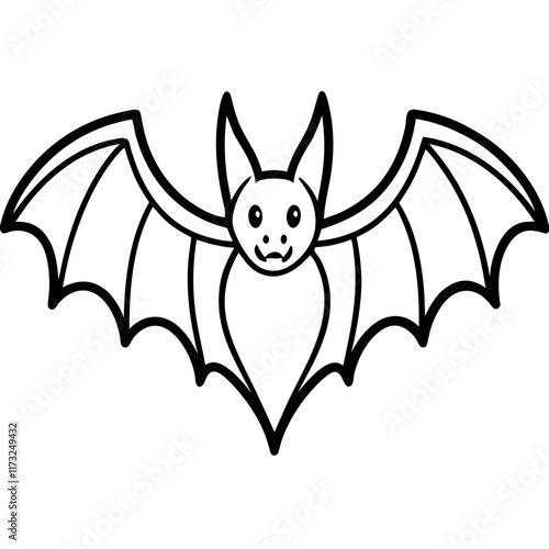 Cute Silhouette of a Bat line art vector cartoon illustration