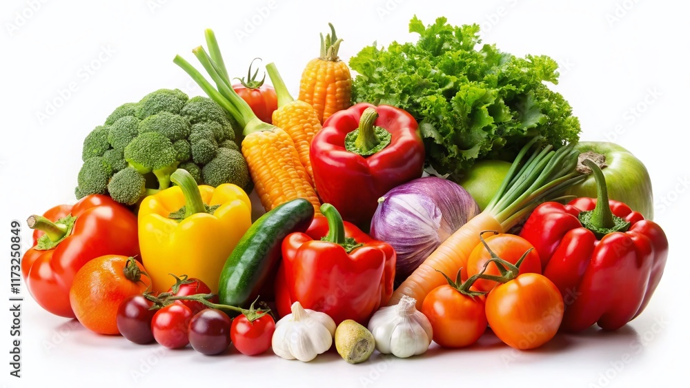 Fresh Vegetables Isolated: Crisp Colorful Produce on White Background Fresh Vegetables Isolated: Crisp Colorful Produce on White Background