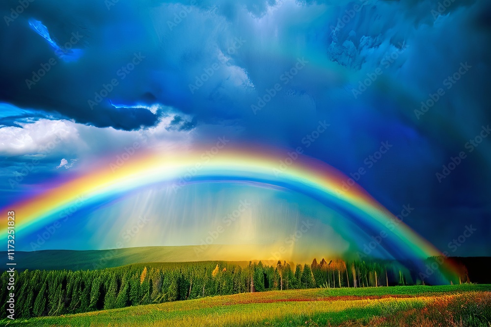 Obraz premium rhythmic rainbows rainbows that pulse with color in rhythm to th