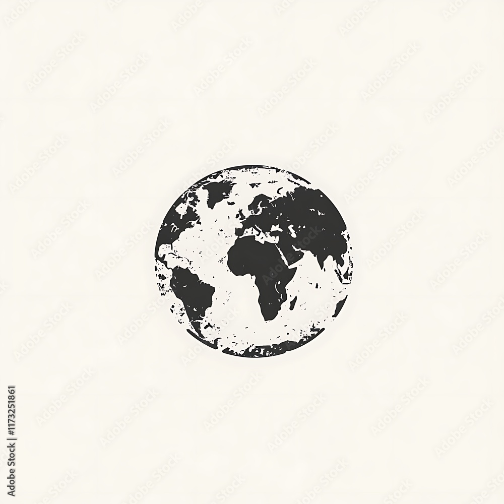 Obraz premium A distressed, dark globe on a light background.
