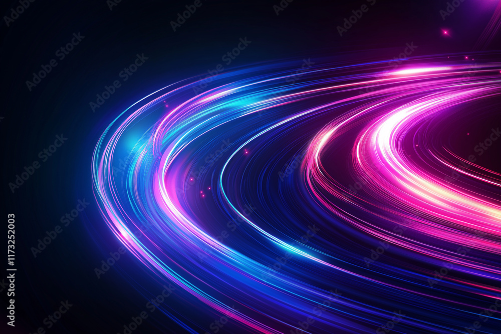 Abstract background. Blue and purple neon light rays speed through a motion background creating a futuristic look, space tunnel or wormhole time travel effect. Abstract background. Blue and purple neon light rays speed through a motion background creating a futuristic look, space tunnel or wormhole time travel effect.