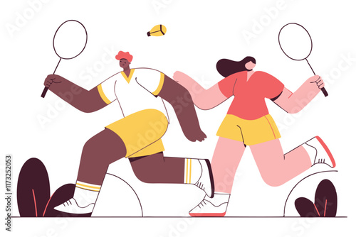 Badminton athletes concept illustration vector on white background

