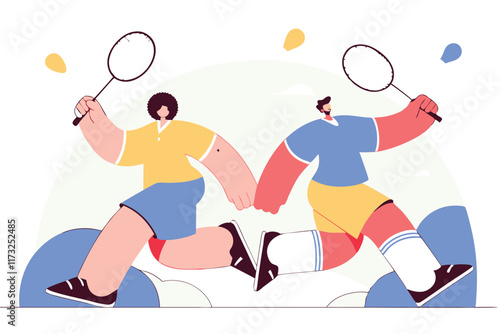 Badminton athletes concept illustration vector on white background

