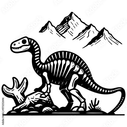 Dinosaur Skull Illustration.