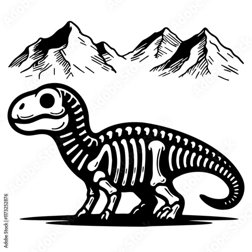 Dinosaur Skull Illustration.