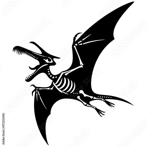 Dinosaur Pterosaur Bones Silhouette.