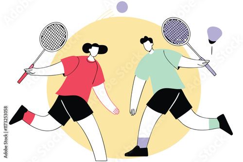 Badminton athletes concept illustration vector on white background

