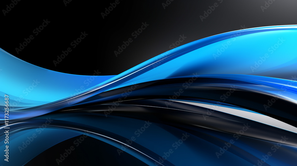 Captivating Flowing Lines and Curved Blue and Black Shapes in a Sleek and Futuristic Abstract Design Captivating Flowing Lines and Curved Blue and Black Shapes in a Sleek and Futuristic Abstract Design