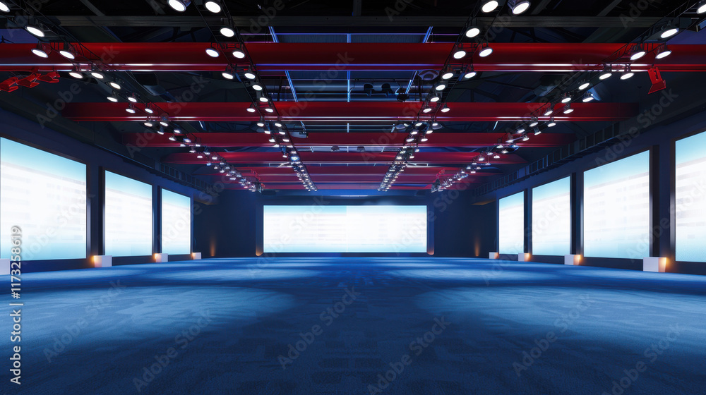 Fototapeta premium modern exhbition stage with large blank billboard