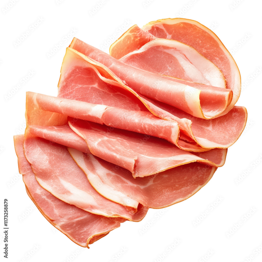 sliced ham isolated on white transparent background sliced ham isolated on white transparent background