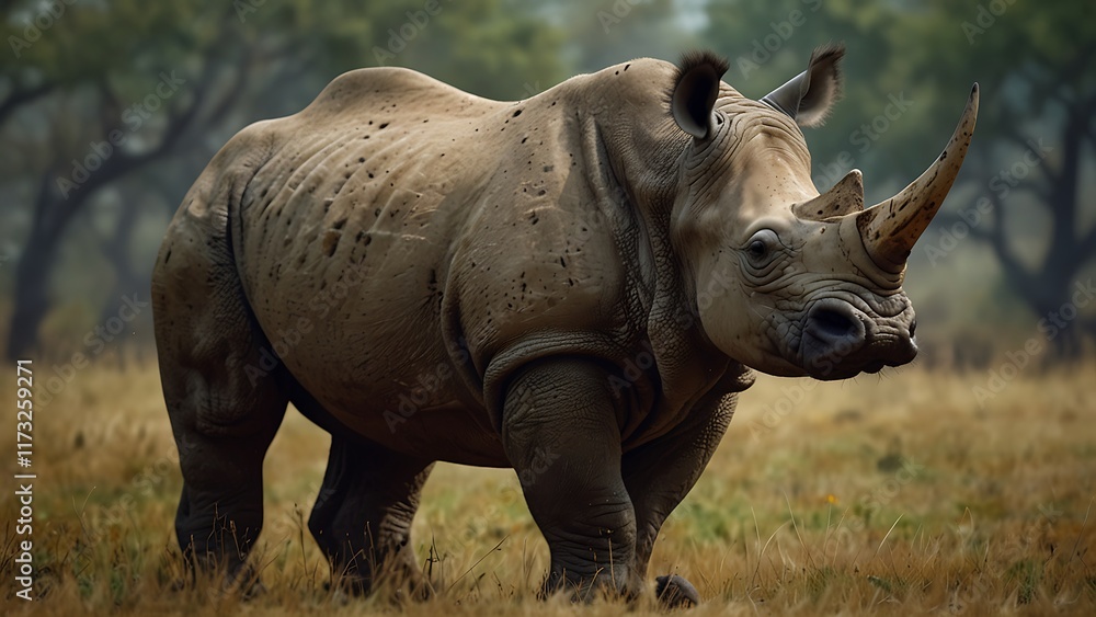 a rhinoceros close up potrait in grassland savannah forest habitat background a rhinoceros close up potrait in grassland savannah forest habitat background
