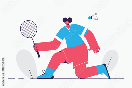 Badminton athletes concept illustration vector on white background

