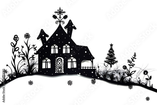 Wallpaper Mural christmas gingerbread house silhouette Torontodigital.ca