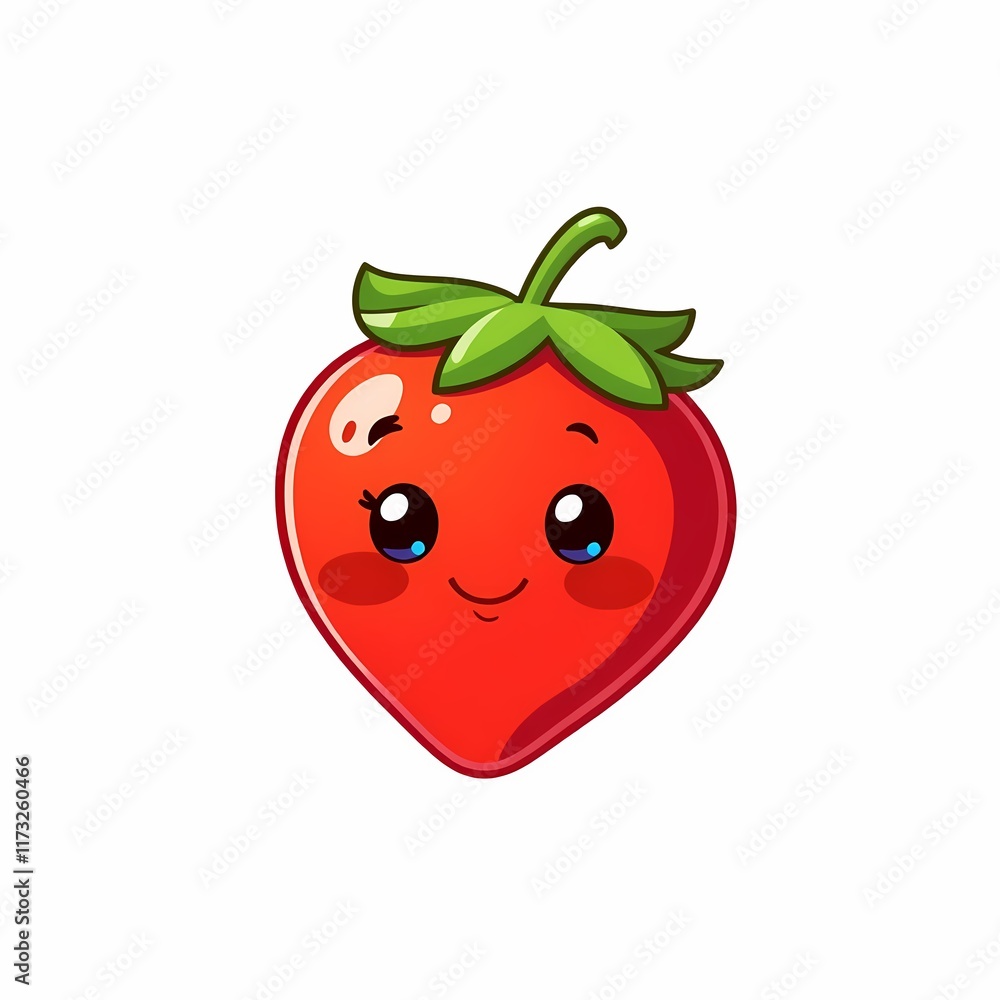 Obraz premium Cute Kawaii Strawberry Cartoon Character 