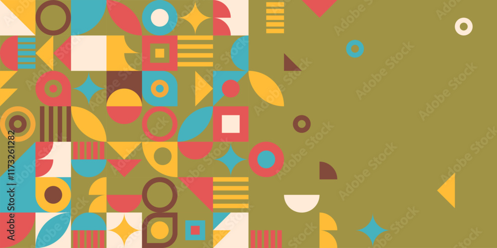 Geometric bright pattern banner in flat style. Geometric background. Geometric bright pattern banner in flat style. Geometric background.