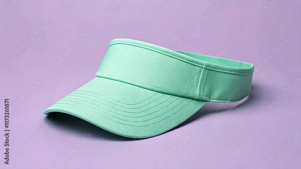 Pale Green Sun Visor Hat Mockup on Solid Light Pink Background Pale Green Sun Visor Hat Mockup on Solid Light Pink Background