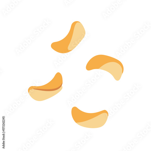 potato crispy falling chips close up isolated