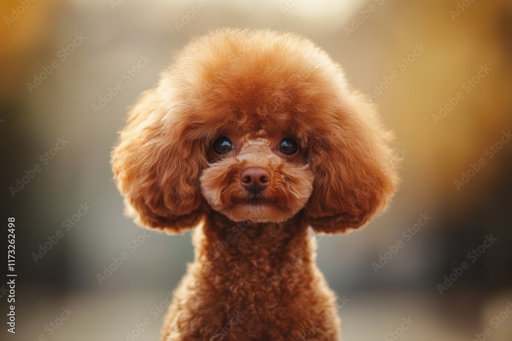 Poodle puppy portrait on outdoor blurred background Poodle puppy portrait on outdoor blurred background