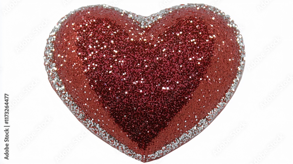 Fototapeta premium Red Glitter Heart Decoration Valentines Day Romantic Love Shaped