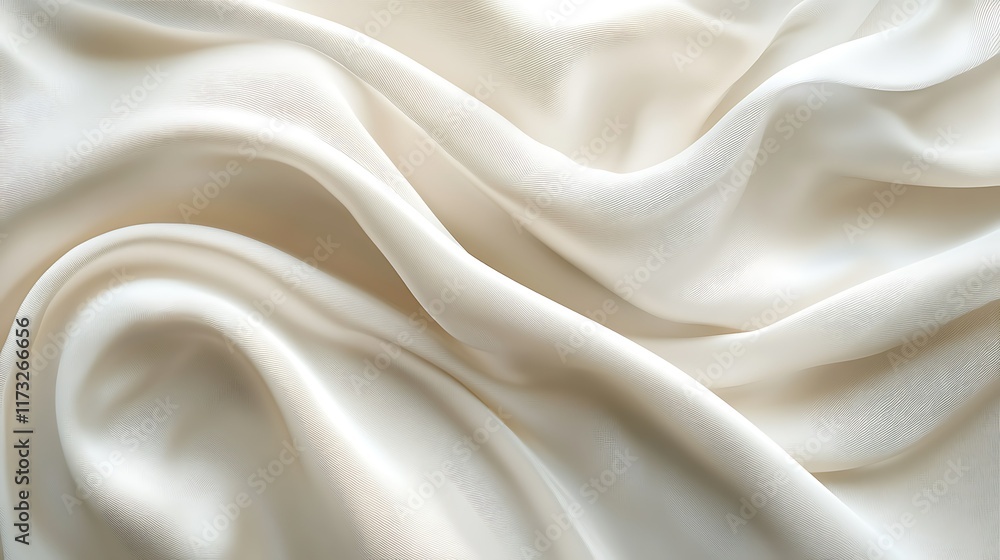 Obraz premium Creamy silk fabric texture, soft folds, elegant drape, studio shot, background for design.