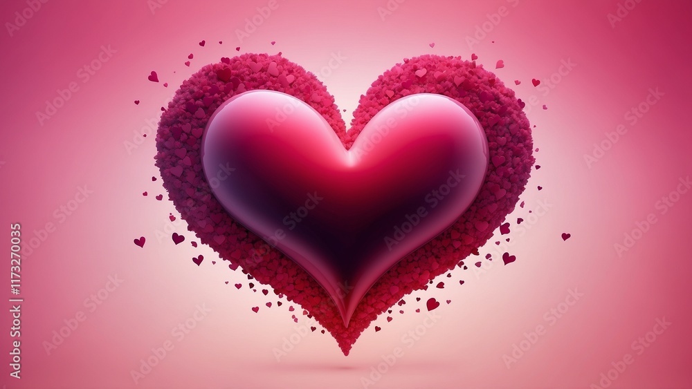 Bold heart design surrounded by smaller hearts against a soft pink background Bold heart design surrounded by smaller hearts against a soft pink background