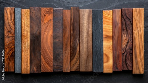 Collection of Diverse Exotic Wood Samples Rich Textures and Colors for Design Projects