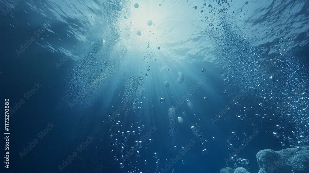 Fototapeta premium 水中で浮き上がる気泡の美しい光景