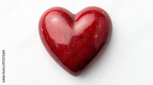 Red Painted Heart on White Background Symbolizing Love and Valentine's Day