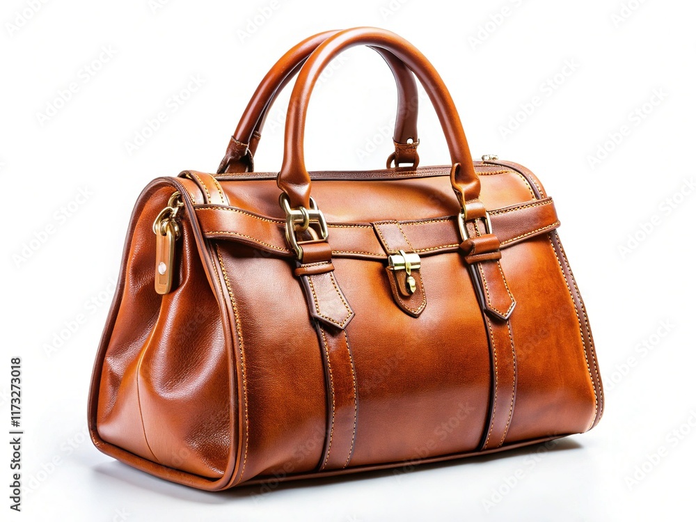 Stylish Brown Leather Handbag Isolated on White Background - Perfect for Fashion Blogs & E-commerce Stylish Brown Leather Handbag Isolated on White Background - Perfect for Fashion Blogs & E-commerce