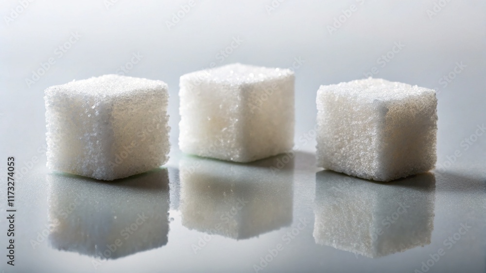 Three Sugar Cubes Reflecting Light - Minimalist Still Life Photography Three Sugar Cubes Reflecting Light - Minimalist Still Life Photography