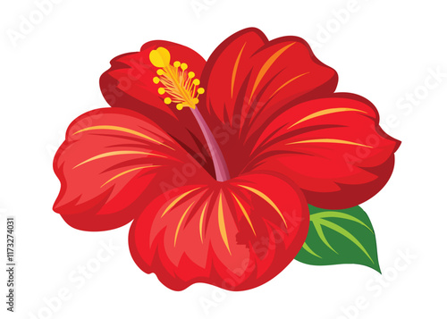 joba red flower vector with white background